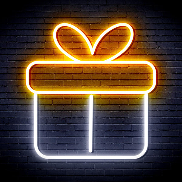 ADVPRO Christmas Present Ultra-Bright LED Neon Sign fnu0139 - White & Golden Yellow