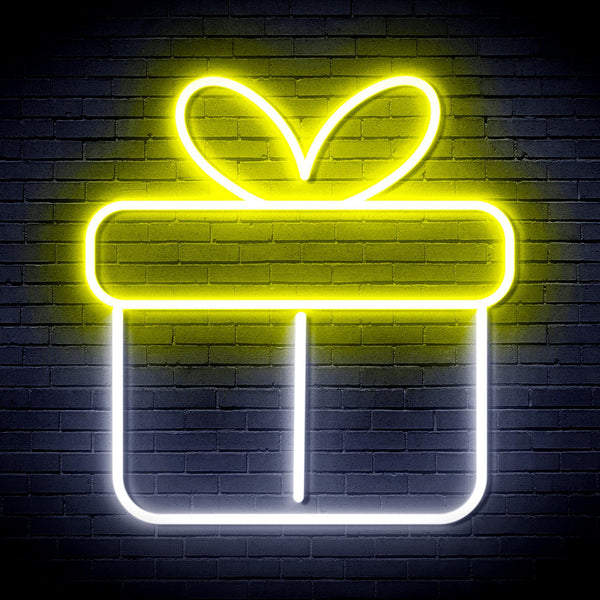 ADVPRO Christmas Present Ultra-Bright LED Neon Sign fnu0139 - White & Yellow