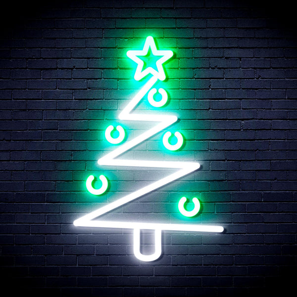 ADVPRO Modern Christmas Tree Ultra-Bright LED Neon Sign fnu0140 - White & Green