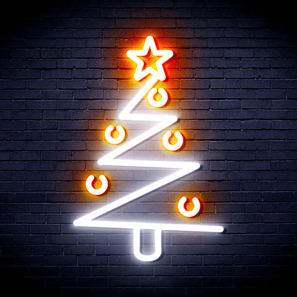 ADVPRO Modern Christmas Tree Ultra-Bright LED Neon Sign fnu0140 - White & Orange