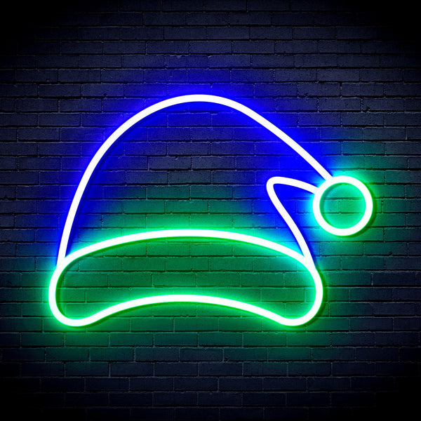 ADVPRO Christmas Hat Ultra-Bright LED Neon Sign fnu0141 - Green & Blue