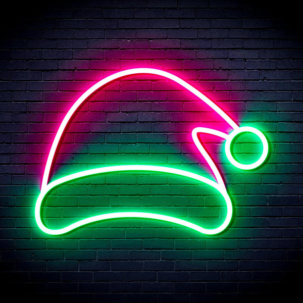 ADVPRO Christmas Hat Ultra-Bright LED Neon Sign fnu0141 - Green & Pink