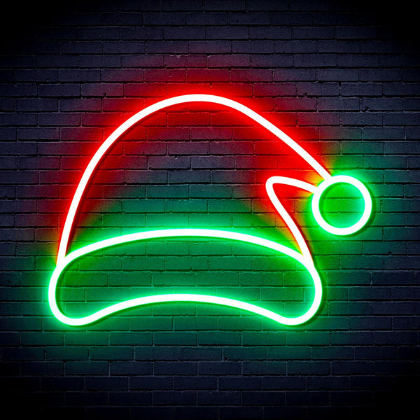 ADVPRO Christmas Hat Ultra-Bright LED Neon Sign fnu0141 - Green & Red