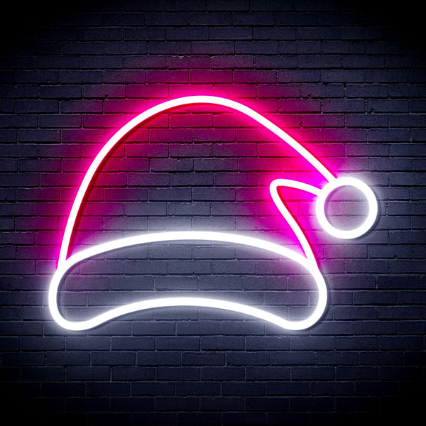 ADVPRO Christmas Hat Ultra-Bright LED Neon Sign fnu0141 - White & Pink