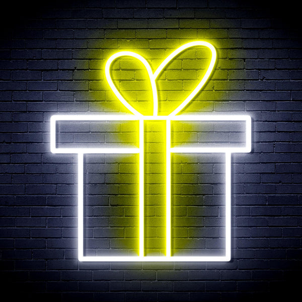 ADVPRO Christmas Present Ultra-Bright LED Neon Sign fnu0143 - White & Yellow