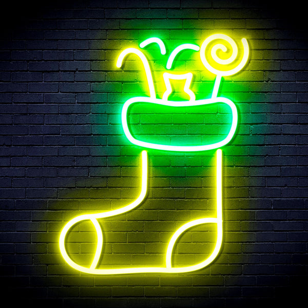 ADVPRO Christmas Hat with Cndies Ultra-Bright LED Neon Sign fnu0145 - Green & Yellow