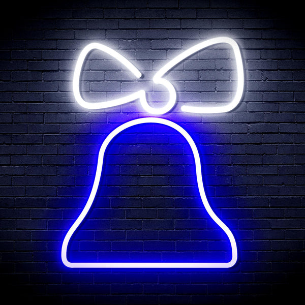 ADVPRO Christmas Bell with Ribbon Ultra-Bright LED Neon Sign fnu0147 - White & Blue