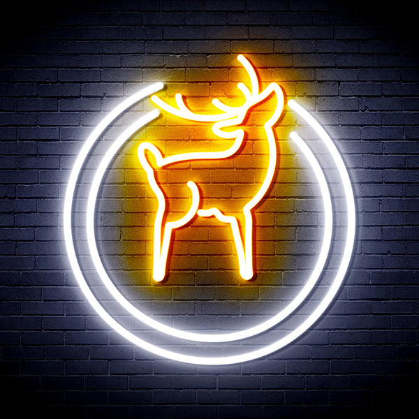 ADVPRO Deer Ultra-Bright LED Neon Sign fnu0148 - White & Golden Yellow
