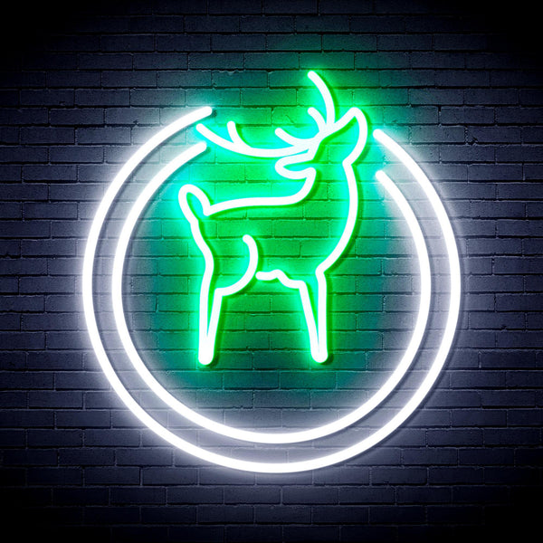 ADVPRO Deer Ultra-Bright LED Neon Sign fnu0148 - White & Green