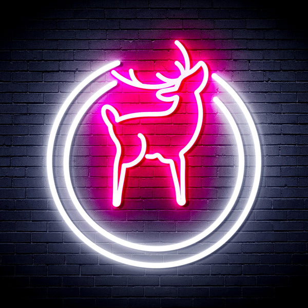 ADVPRO Deer Ultra-Bright LED Neon Sign fnu0148 - White & Pink