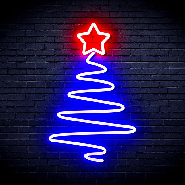 ADVPRO Modern Christmas Tree Ultra-Bright LED Neon Sign fnu0152 - Blue & Red
