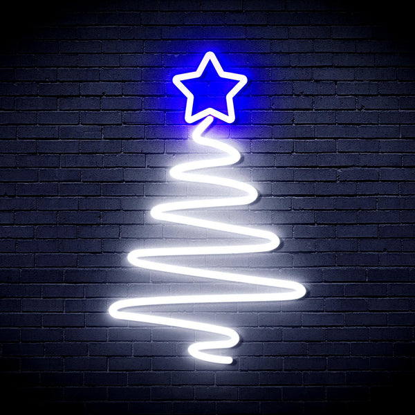 ADVPRO Modern Christmas Tree Ultra-Bright LED Neon Sign fnu0152 - White & Blue