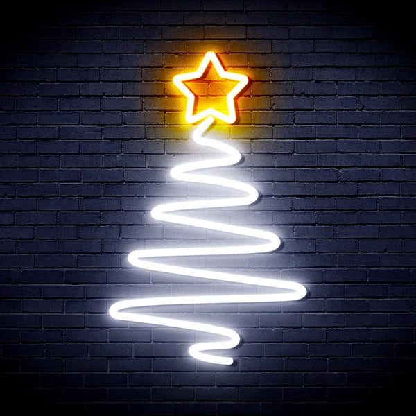 ADVPRO Modern Christmas Tree Ultra-Bright LED Neon Sign fnu0152 - White & Golden Yellow