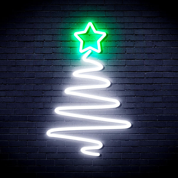 ADVPRO Modern Christmas Tree Ultra-Bright LED Neon Sign fnu0152 - White & Green