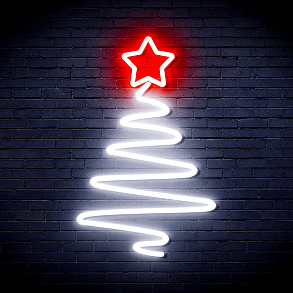 ADVPRO Modern Christmas Tree Ultra-Bright LED Neon Sign fnu0152 - White & Red