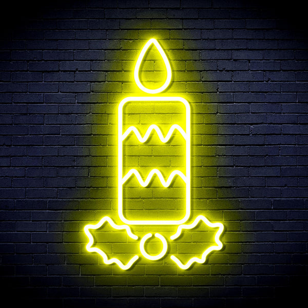 ADVPRO Christmas Candle Ultra-Bright LED Neon Sign fnu0156 - Yellow