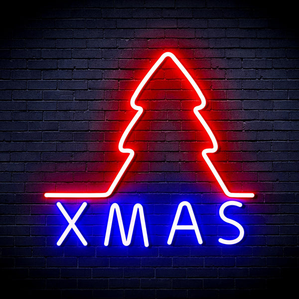 ADVPRO Simple Christmas Tree Ultra-Bright LED Neon Sign fnu0157 - Blue & Red
