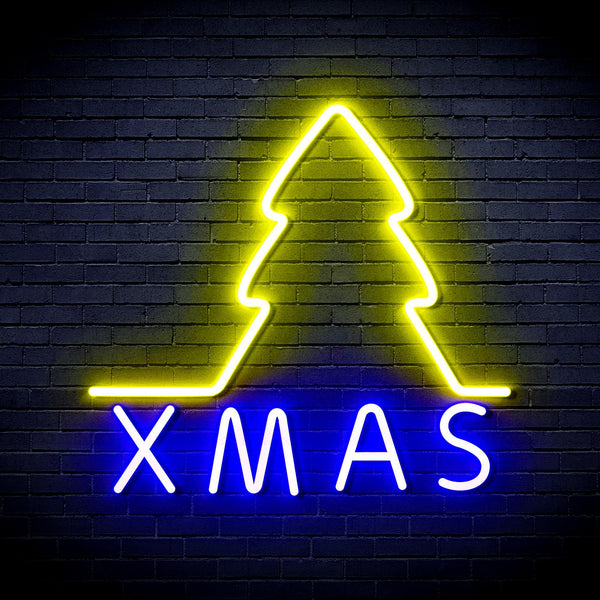 ADVPRO Simple Christmas Tree Ultra-Bright LED Neon Sign fnu0157 - Blue & Yellow