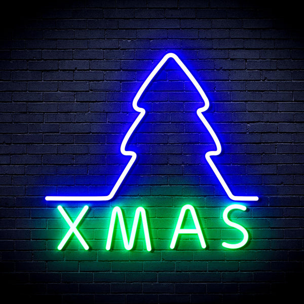 ADVPRO Simple Christmas Tree Ultra-Bright LED Neon Sign fnu0157 - Green & Blue