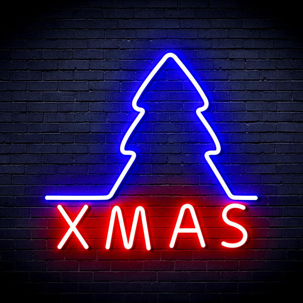 ADVPRO Simple Christmas Tree Ultra-Bright LED Neon Sign fnu0157 - Red & Blue