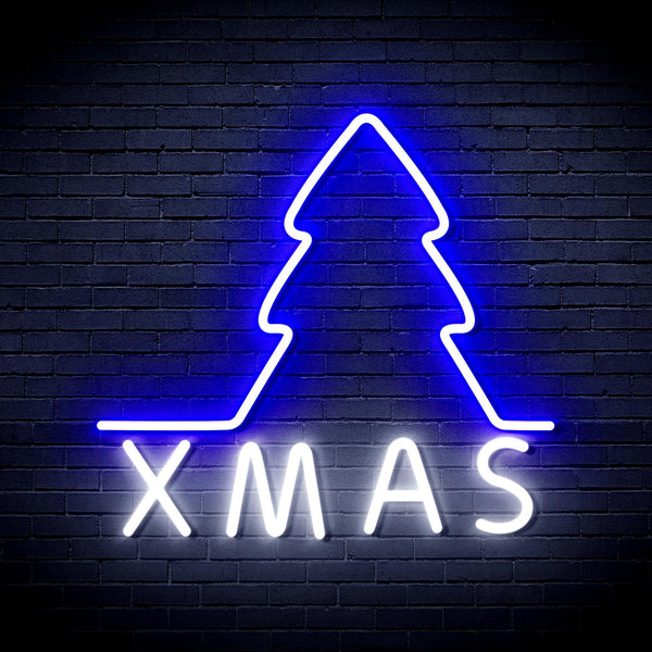 ADVPRO Simple Christmas Tree Ultra-Bright LED Neon Sign fnu0157 - White & Blue