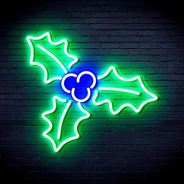 ADVPRO Christmas Holly Ultra-Bright LED Neon Sign fnu0158 - Green & Blue