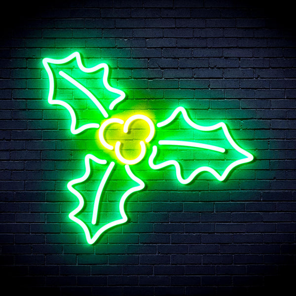 ADVPRO Christmas Holly Ultra-Bright LED Neon Sign fnu0158 - Green & Yellow