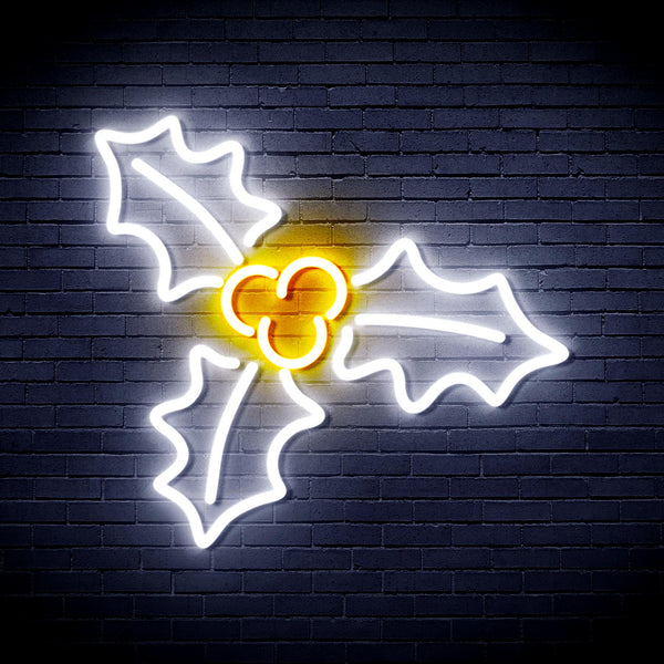 ADVPRO Christmas Holly Ultra-Bright LED Neon Sign fnu0158 - White & Golden Yellow