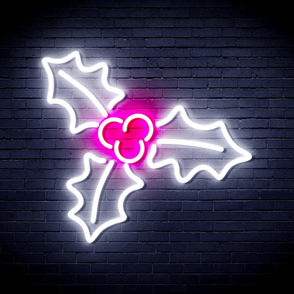 ADVPRO Christmas Holly Ultra-Bright LED Neon Sign fnu0158 - White & Pink
