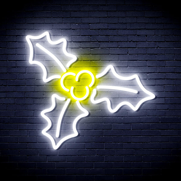 ADVPRO Christmas Holly Ultra-Bright LED Neon Sign fnu0158 - White & Yellow