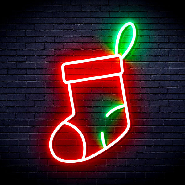 ADVPRO Christmas Sock Ultra-Bright LED Neon Sign fnu0160 - Green & Red