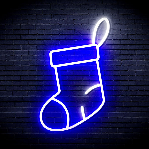 ADVPRO Christmas Sock Ultra-Bright LED Neon Sign fnu0160 - White & Blue