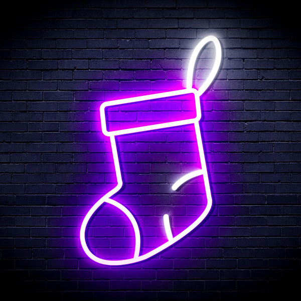 ADVPRO Christmas Sock Ultra-Bright LED Neon Sign fnu0160 - White & Purple