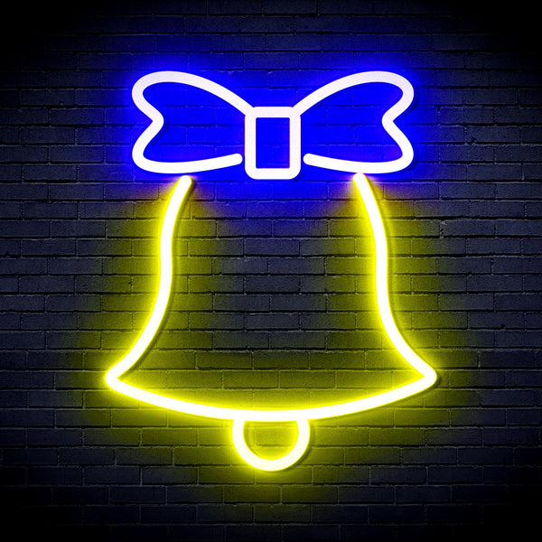 ADVPRO Christmas Bell with Ribbon Ultra-Bright LED Neon Sign fnu0161 - Blue & Yellow