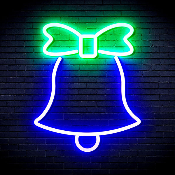 ADVPRO Christmas Bell with Ribbon Ultra-Bright LED Neon Sign fnu0161 - Green & Blue
