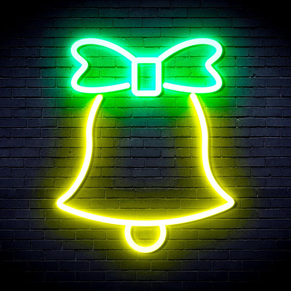 ADVPRO Christmas Bell with Ribbon Ultra-Bright LED Neon Sign fnu0161 - Green & Yellow