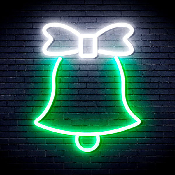 ADVPRO Christmas Bell with Ribbon Ultra-Bright LED Neon Sign fnu0161 - White & Green