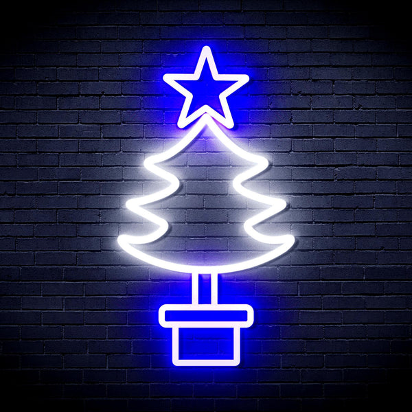 ADVPRO Christmas Tree Ultra-Bright LED Neon Sign fnu0163 - White & Blue