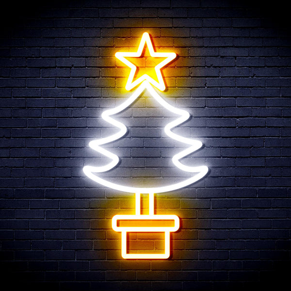 ADVPRO Christmas Tree Ultra-Bright LED Neon Sign fnu0163 - White & Golden Yellow
