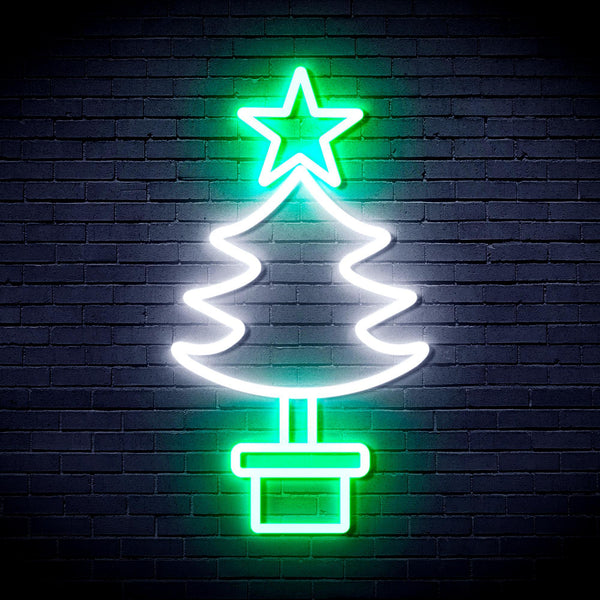 ADVPRO Christmas Tree Ultra-Bright LED Neon Sign fnu0163 - White & Green