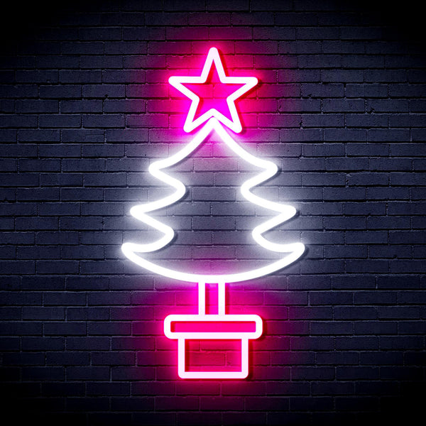 ADVPRO Christmas Tree Ultra-Bright LED Neon Sign fnu0163 - White & Pink