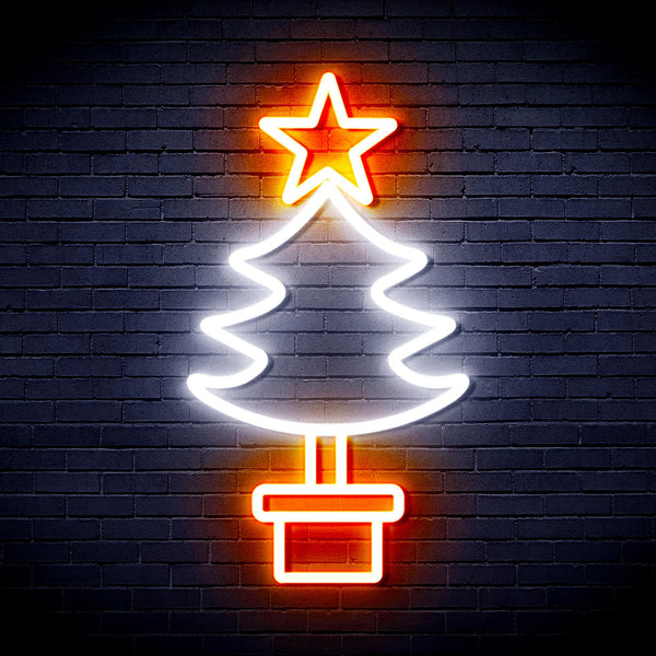 ADVPRO Christmas Tree Ultra-Bright LED Neon Sign fnu0163 - White & Orange