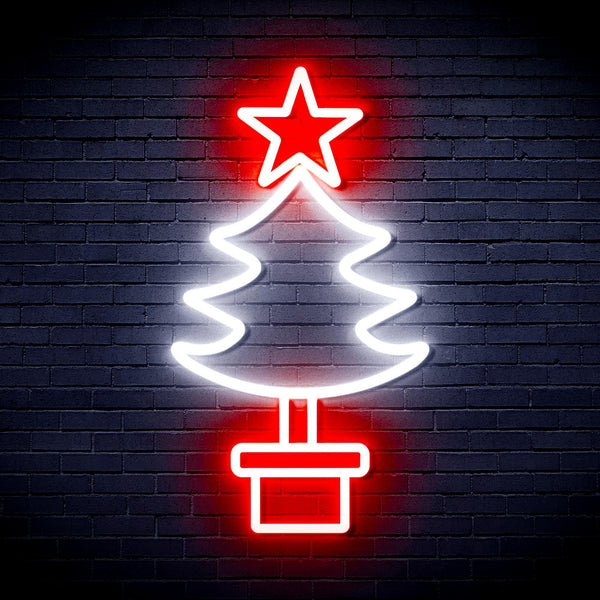ADVPRO Christmas Tree Ultra-Bright LED Neon Sign fnu0163 - White & Red