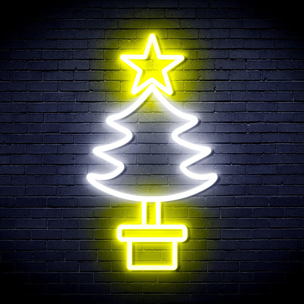 ADVPRO Christmas Tree Ultra-Bright LED Neon Sign fnu0163 - White & Yellow