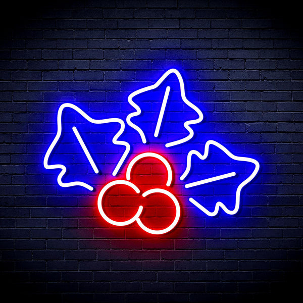 ADVPRO Christmas Holly Ultra-Bright LED Neon Sign fnu0165 - Blue & Red