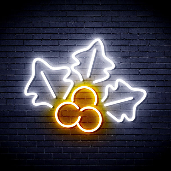 ADVPRO Christmas Holly Ultra-Bright LED Neon Sign fnu0165 - White & Golden Yellow