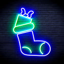 ADVPRO Christmas Sock with Present Ultra-Bright LED Neon Sign fnu0166 - Green & Blue
