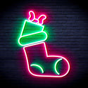 ADVPRO Christmas Sock with Present Ultra-Bright LED Neon Sign fnu0166 - Green & Pink