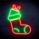 ADVPRO Christmas Sock with Present Ultra-Bright LED Neon Sign fnu0166 - Green & Red