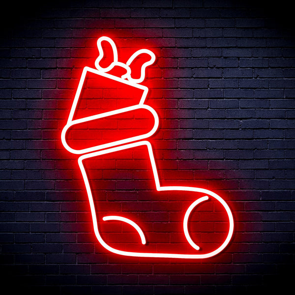 ADVPRO Christmas Sock with Present Ultra-Bright LED Neon Sign fnu0166 - Red